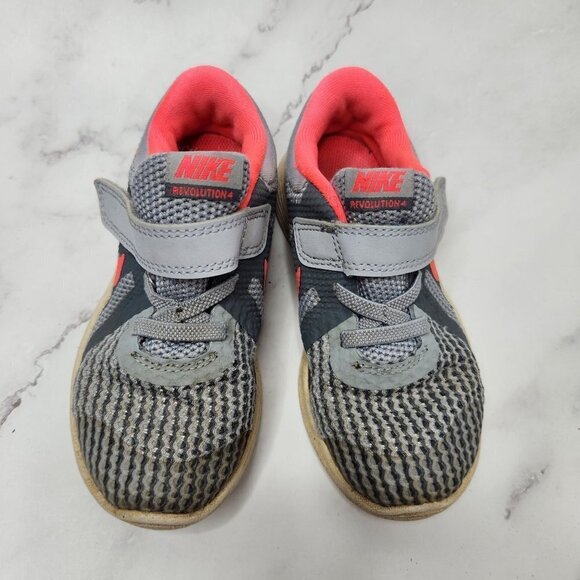 Nike Revolution 4 Grey Pink Mesh Hook and Loop Sneakers Toddler Shoes 9C - Picture 2 of 9